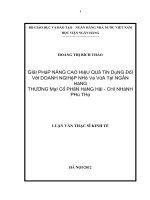 giải pháp nâng cao hiệu quả tín dụng đối với dnn&v tại ngân hàng thương mại cổ phần hàng hải – chi nhánh phú thọ