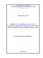 nghiên cứu ảnh hưởng của vốn vay từ ngân hàng chính sách xã hội đến sự phát triển kinh tế hộ ở huyện quang bình, tỉnh hà giang