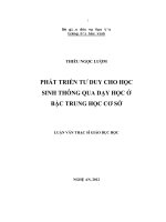 Phát triển tư duy cho học sinh thông qua dạy học ở bậc trung học cơ sở