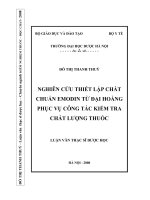Luận văn Thạc sĩ nghiên cứu thiết lập chất chuẩn emodin từ đại hoàng phục vụ công tác kiểm tra chất lượng thuốc