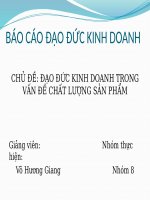 BÁO cáo đạo đức KINH DOANH CHỦ đề đạo đức KINH DOANH TRONG vấn đề CHẤT LƯỢNG sản PHẨM