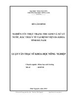 nghiên cứu thực trạng thu gom và xử lý nước, rác thải y tế tại bệnh viện đa khoa tỉnh hà nam