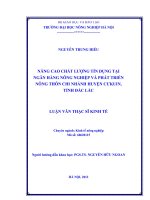 nâng cao chất lượng tín dụng tại ngân hàng nông nghiệp và phát triển nông thôn chi nhánh tại huyện cưkuin, tỉnh đắk lắk