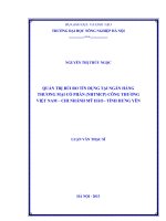 Quản trị rủi ro tín dụng tại ngân hàng thương mại cổ phần (TMCP) công thương việt nam, chi nhánh mỹ hào, tỉnh hưng yên