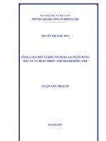nâng cao chất lượng tín dụng tại ngân hàng đầu tư và phát triển, chi nhánh đông anh