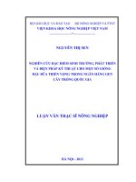 Nghiên cứu đặc điểm sinh trưởng, phát triển và biện pháp kỹ thuật cho một số giống đậu đũa triển vọng trong ngân hàng gen cây trồng quốc gia