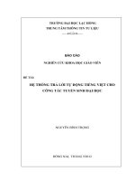 Luận văn công nghệ thông tin hệ thống trả lời tự động tiếng việt cho công tác tuyển sinh