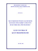 Quản trị rủi ro tín dụng tại chi nhánh ngân hàng nông nghiệp và phát triển nông thôn huyện thiệu hoá, tỉnh thanh hoá