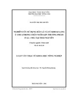 nghiên cứu sử dụng dây lá và củ khoai lang ủ chua trong chăn nuôi lợn thương phẩm f1 (l x mc) tại thái nguyên