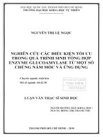 Nghiên cứu các điều kiện tối ưu trong quá trình sinh tổng hợp enzyme glucoamylase từ một số chủng nấm mốc và ứng dụng