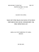 nhận xét tình trạng mất răng trên bệnh nhân được chỉ định phục hình tháo lắp tại khoa phục hình bệnh viện rhm tw và viện đào tạo rhm-trường đại học y hà nội