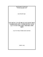 Xây dựng các kĩ thuật giải toán trắc nghiệm hóa hữu cơ bồi dưỡng năng lực tư duy hóa học cho học sinh THPT