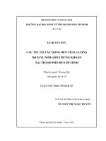 CÁC YẾU TỐ TÁC ĐỘNG ĐẾN CHẤT LƯỢNG DỊCH VỤ MÔI GIỚI CHỨNG KHOÁN TẠI THÀNH PHỐ HỒ CHÍ MINH