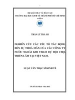 NGHIÊN CỨU CÁC YẾU TỐ TÁC ĐỘNG ĐẾN SỰ THOẢ MÃN CỦA CÁC CÔNG TY  NƯỚC  NGOÀI  KHI  THAM  DỰ HỘI  CHỢ, TRIỂN LÃM TẠI VIỆT NAM.