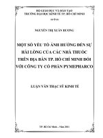 MỘT SỐ YẾU TỐ ẢNH HƯỞNG ĐẾN SỰ  HÀI LÒNG CỦA CÁC NHÀ THUỐC  TRÊN ĐỊA BÀN TP. HỒ CHÍ MINH ĐỐI  VỚI CÔNG TY CỔ PHẦN PYMEPHARCO