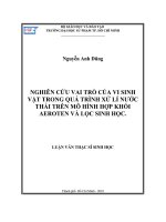 Luận văn nghiên cứu vai trò của vi sinh vật trong quá trình xử lí nước thải trên mô hình hợp khối aeroten và lọc sinh học
