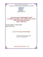 Luận văn xây dựng quy trình định lượng CYTOMEGALOVIRUS CMV trong máu và nước tiểu bằng phương pháp real time PCR