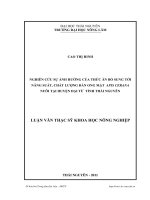nghiên cứu sự ảnh hưởng của thức ăn bổ sung tới năng suất, chất lượng đàn ong mật apis cerana nuôi tại huyện đại từ tỉnh thái nguyên