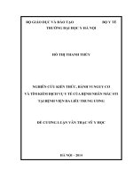 nghiên cứu kiến thức, hành vi nguy cơ và tìm kiếm dịch vụ y tế của bệnh nhân mắc sti đến khám tại bệnh viện da liễu trung uơng