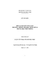 rèn luyện kĩ năng giải phương trình cho học sinh lớp 10 trung học phổ thông