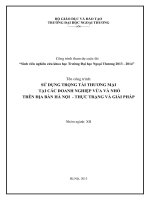 SỬ DỤNG TRỌNG TÀI THƯƠNG MẠI TRONG CÁC DOANH NGHIỆP VỪA VÀ NHỎ TẠI HÀ NỘI THỰC TRẠNG VÀ GIẢI PHÁP