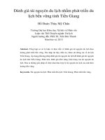 đánh giá tài nguyên du lịch nhằm phát triển du lịch bền vững tỉnh tiền giang