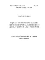 nhận xét hình thái cung răng ở một nhóm sinh viên có lệch lạc khớp cắn loại i