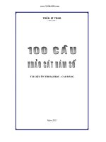 100 Bài toán ôn tập Khảo sát hàm số Có đáp án