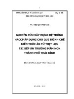 nghiên cứu xây dựng hệ thống haccp áp dụng cho qui trình chế biến thức ăn từ thịt lợn tại bếp ăn trường mầm non thành phố thái bình