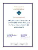 Thực hiện phản ứng ngưng tụ paal knorr trong dung môi xanh là chất lỏng ion họ imidazolium