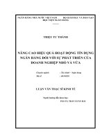 luận văn thạc sĩ nâng cao hiệu quả hoạt động tín dụng ngân hàng đối với sự phát triển của doanh nghiệp nhỏ và vừa