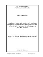nghiên cứu năng suất, thành phần hóa học của một số giống cỏ hòa thảo và ảnh hưởng của các mức phân bón đạm đến cỏ mulato ii tại thái nguyên