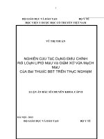 nghiên cứu tác dụng điều chỉnh rối loạn lipid máu và giảm xơ vữa mạch máu của bài thuốc bbt trên thực nghiệm