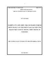 nghiên cứu liều điều trị coumadin ở bệnh nhân mang van tim nhân tạo tại viện tim mạch việt nam từ tháng 3 đến tháng 10 năm 2013
