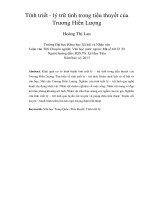 tính triết - lý trữ tình trong tiểu thuyết của trương hiền lượng