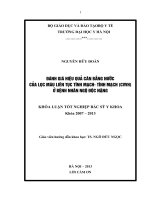 đánh giá hiệu quả cân bằng nước củaphương pháp lọc máu liên tục tĩnh mạch (cvvh) trong điều trị bệnh nhân ngộ độc nặng
