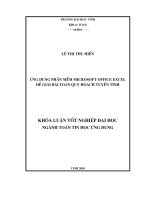 ứng dụng phần mềm microsoft office excel để giải bài toán quy hoạch tuyến tính luận văn thạc sĩ toán học