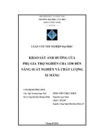 Khảo sát ảnh hưởng của phụ gia trợ nghiền CBA 1250 đến năng suất nghiền và chất lượng của xi măng portland