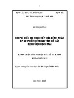 đánh giá chi phí điều trị trực tiếp của bệnh nhân áp xe phổi tai trung tâm hô hấp bệnh viện bạch mai