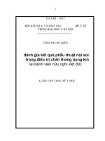 đánh giá kết quả phẫu thuật nội soi trong điều trị chấn thương bụng kín tại bệnh viện hữu nghị việt đức
