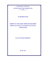 Nghiên cứu thực hiện chính sách bảo hiểm trong sản xuất lúa tại huyện cẩm xuyên, tỉnh hà tĩnh