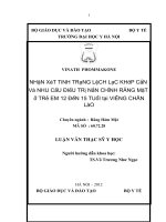 nhận xét tình trạng lệch lạc khớp cắn và nhu cầu điều trị nắn chỉnh răng mặt ở trẻ em 12 đến 15 tuổi tại viêng chăn lào