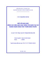 Một số giải pháp nâng cao hiệu quả hoạt động tín dụng tại chi nhánh ngân hàng phát triển bình phước