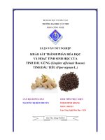 Khảo sát thành phần hóa học và hoạt tính sinh học của tinh dầu gừng (zingiber officinale roscoe) tin dầu tiêu (piper nigrum l )
