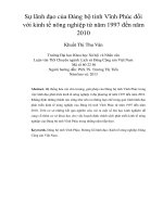 sự lãnh đạo của đảng bộ tỉnh vĩnh phúc đối với kinh tế nông nghiệp từ năm 1997 đến năm 2010