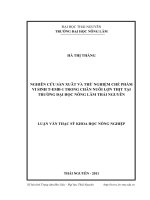 nghiên cứu sản suất và thử nghiệm chế phẩm vi sinh t-emb-1 trong chăn nuôi lợn thịt tại trường đại học nông lâm thái nguyên