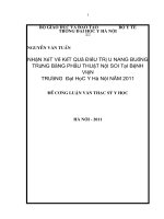 nhận xét về kết quả điều trị u nang buồng trứng bằng phẫu thuật nội soi  tại bv trường đại học y hà nội năm 2011