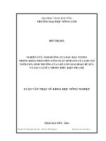 nghiên cứu ảnh hưởng của dầu đậu tương trong khẩu phần đến năng suất sinh sản của lợn nái nuôi con, sinh trưởng của lợn con giai đoạn bú sữa và sau cai sữa trong điều kiện mùa hè