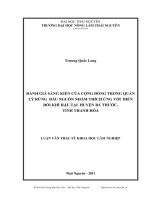 đánh giá sáng kiến của cộng đồng trong quản lý rừng đầu nguồn nhằm thích ứng với biến đổi khí hậu tại huyện bá thước, tỉnh thanh hóa