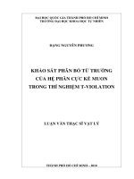 khảo sát phân bố từ trường của hệ phân cực kế muon trong thí nghiệm t violation